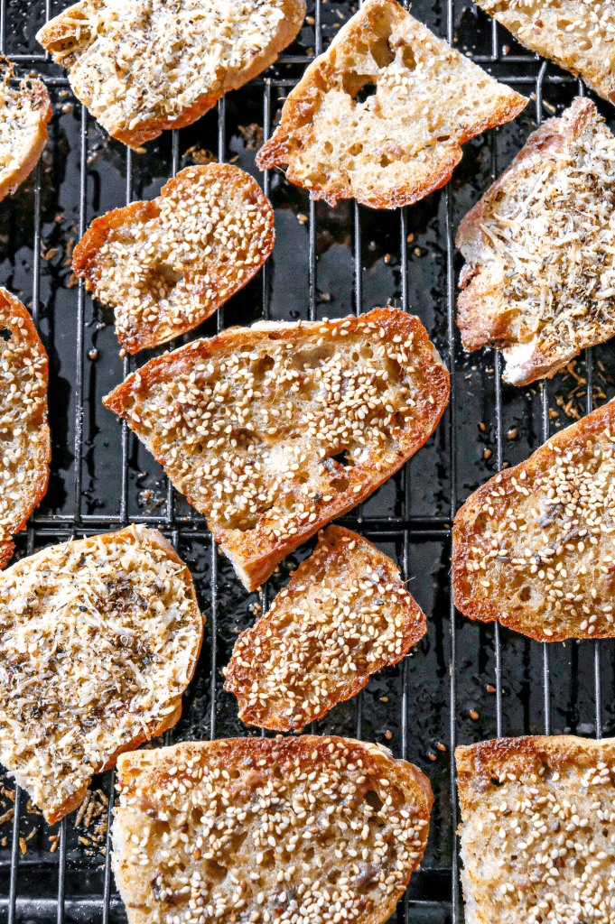 anchoby butter and sesame crostini