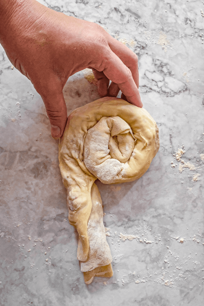 Preparing to make crispy and flaky roasted cabbage stuffed savoury pancakes and roasted cabbage stuffed phyllo spirals