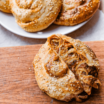 Caramelized Roasted Cabbage Stuffed Phyllo Spirals