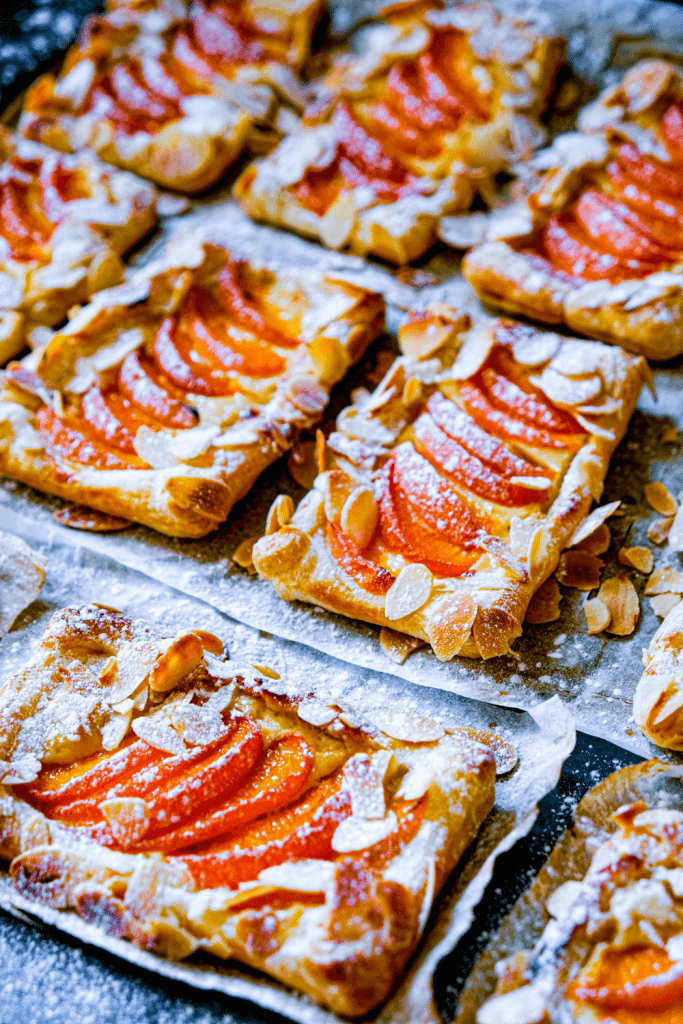 apricot almond and cream cheese puff pastry tarts