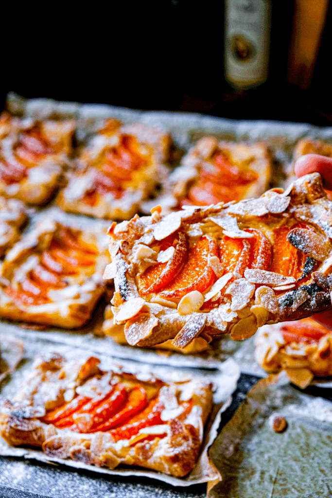 apricot almond and cream cheese puff pastry tarts