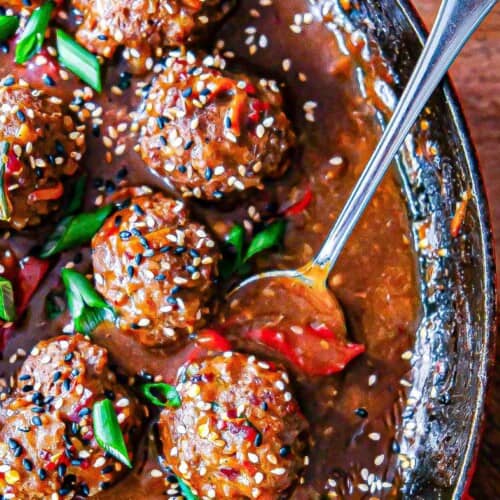 Super Saucy, Sweet & Spicy Hoisin Meatballs - Cristina's Kitchen