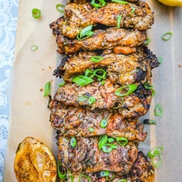 Jerk chicken is a perfect blend of spice, salt, acid and heat. The quick jerk marinade turns your regular chicken thighs into a super flavourful meal even on a busy weeknight. A good marinade is probably the easiest way to go from regular chicken to an exciting meal.