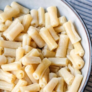 Handmade macaroni pasta after cooking.