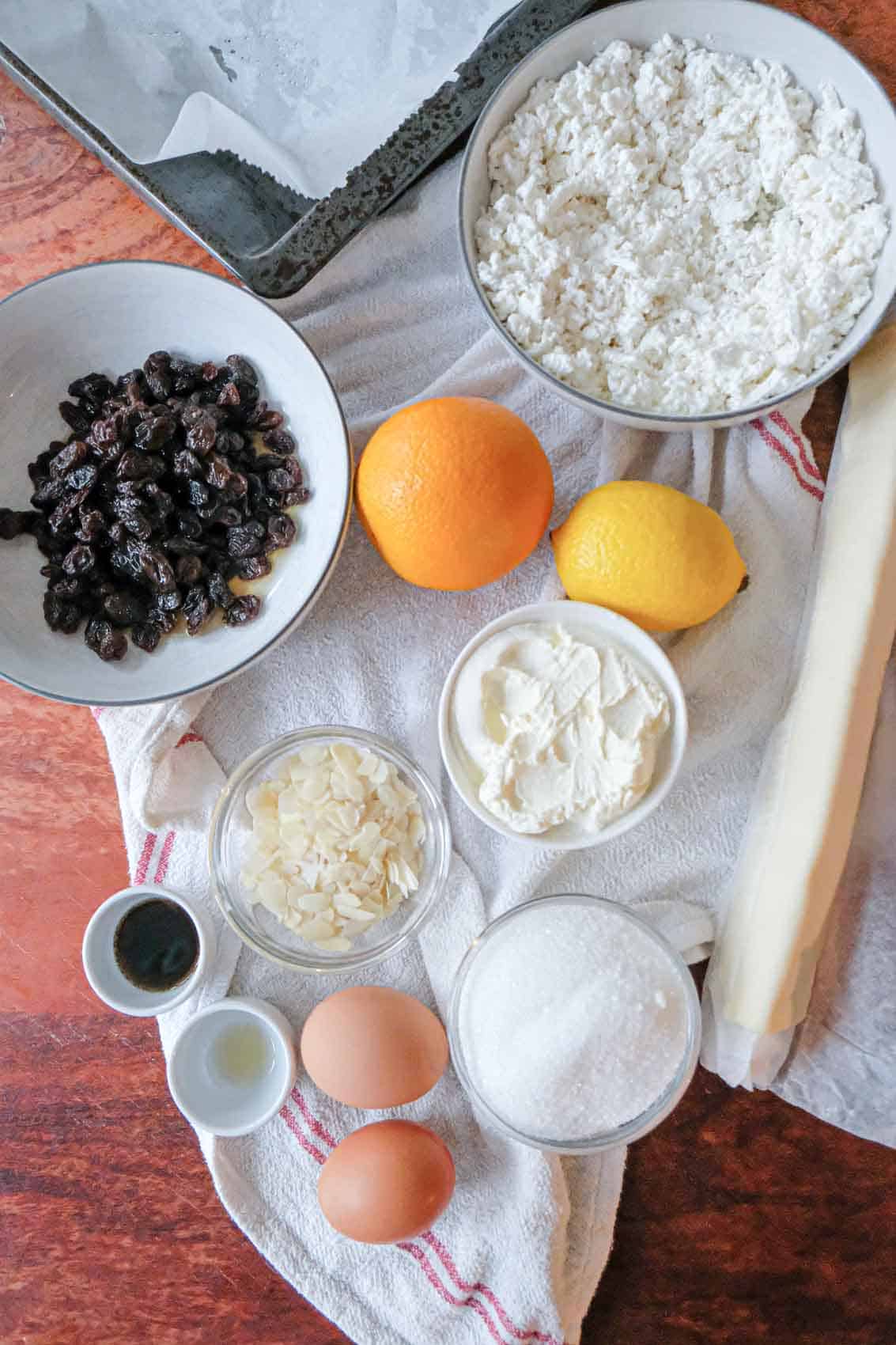 ingredients for sweet cheese strudel