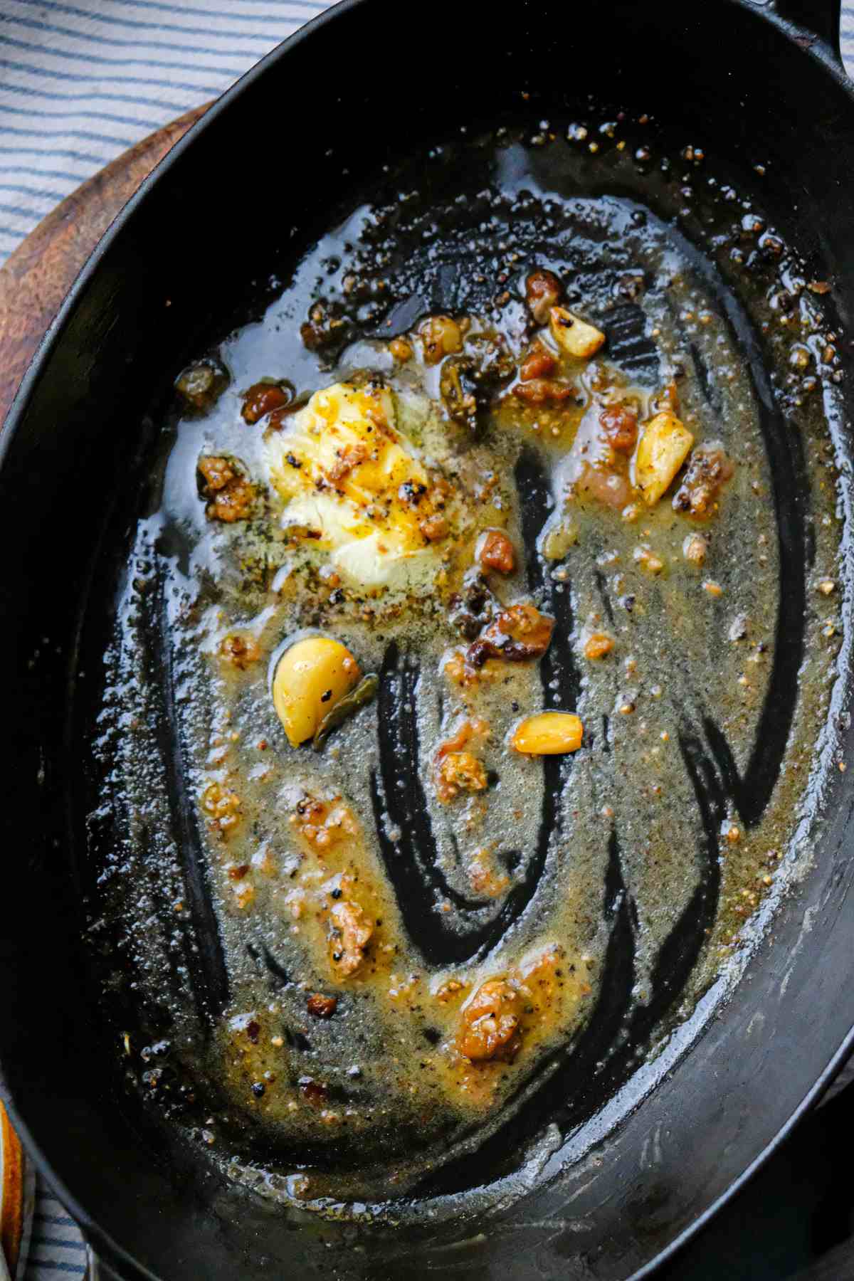 roasted garlic and butter with pan drippings to make roux