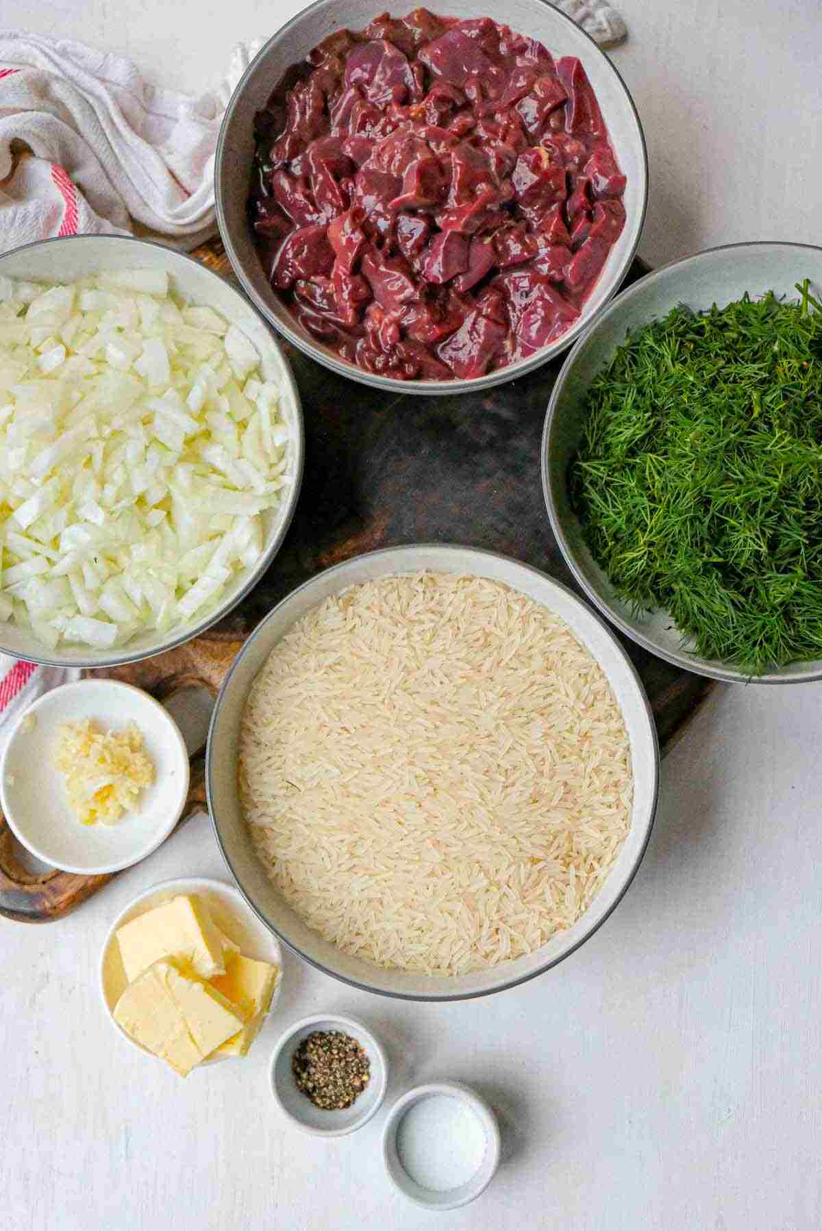 prepared ingredients for dill river rice