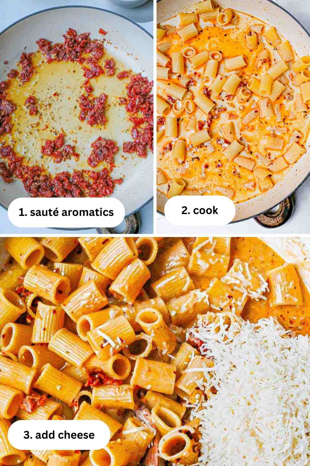process steps for sundried tomato pasta