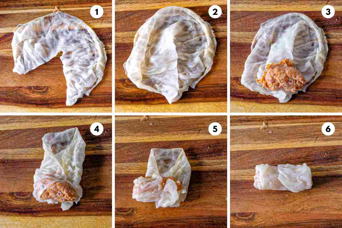 steps to roll a single sheet of cabbage