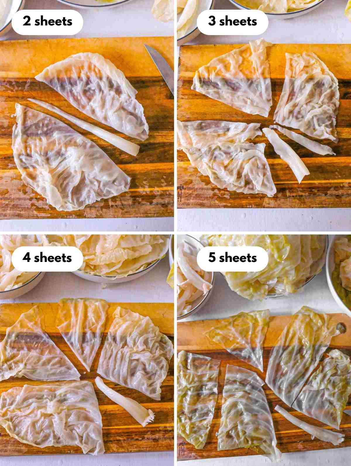 ways to cut cabbage leaves into sheets