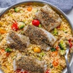 herb crusted cod over orzo square crop