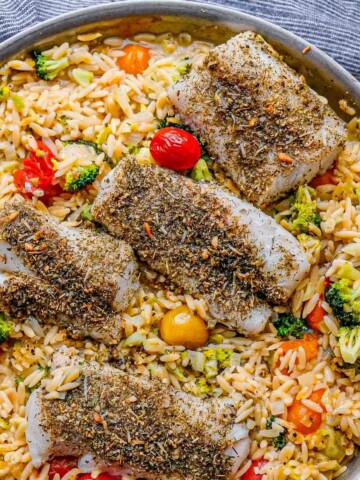 herb crusted cod over orzo square crop