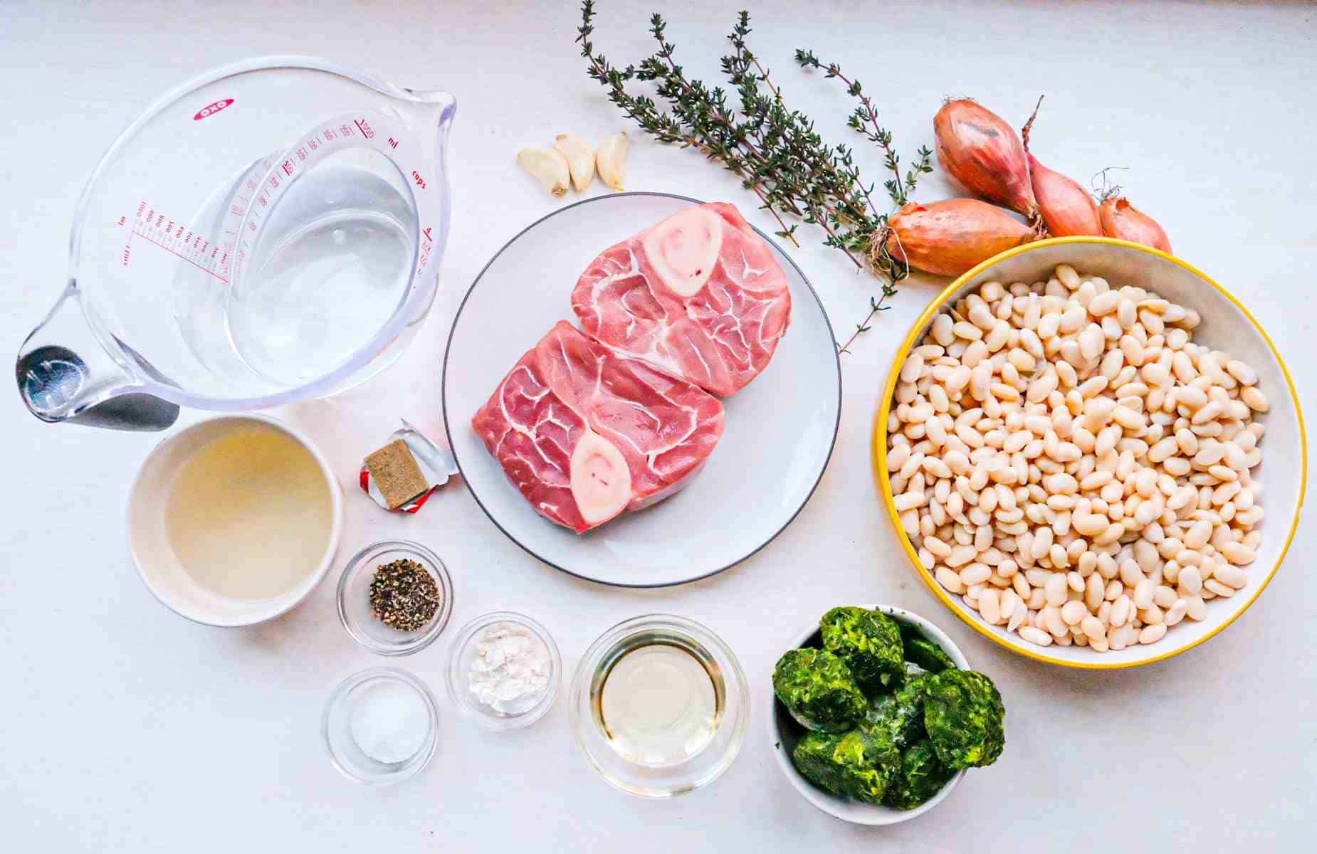 ingredients for ossobuco with white beans