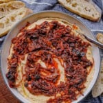 caramelized onion hummus with bread