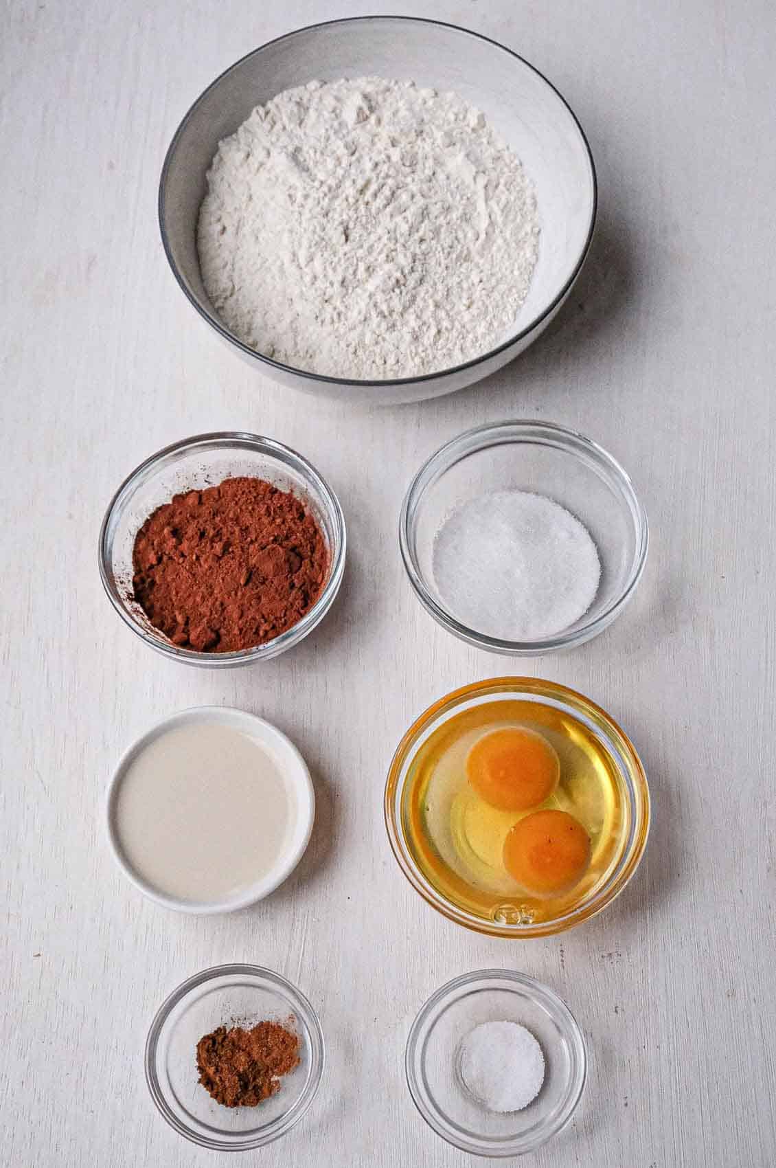 ingredients for chocolate pasta dough recipe