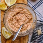 red pesto aioli close up