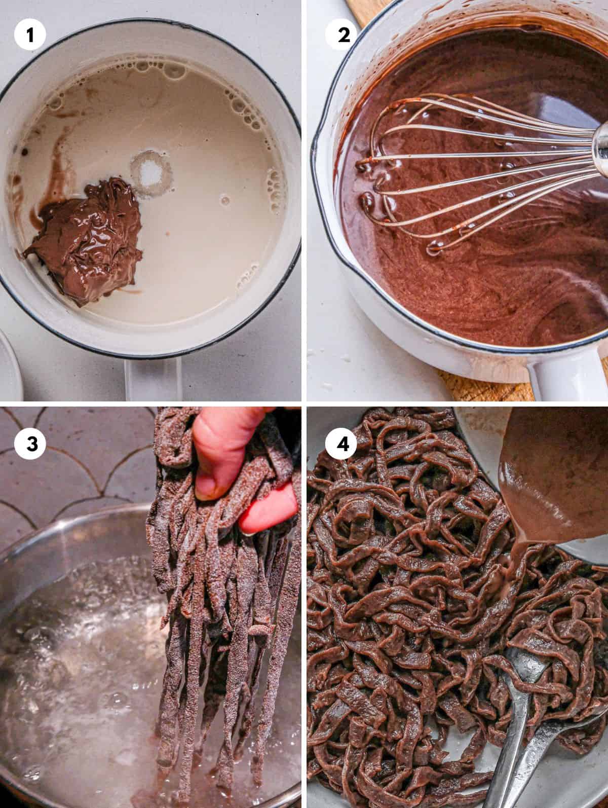 steps to make nutella sauce for chocolate pasta