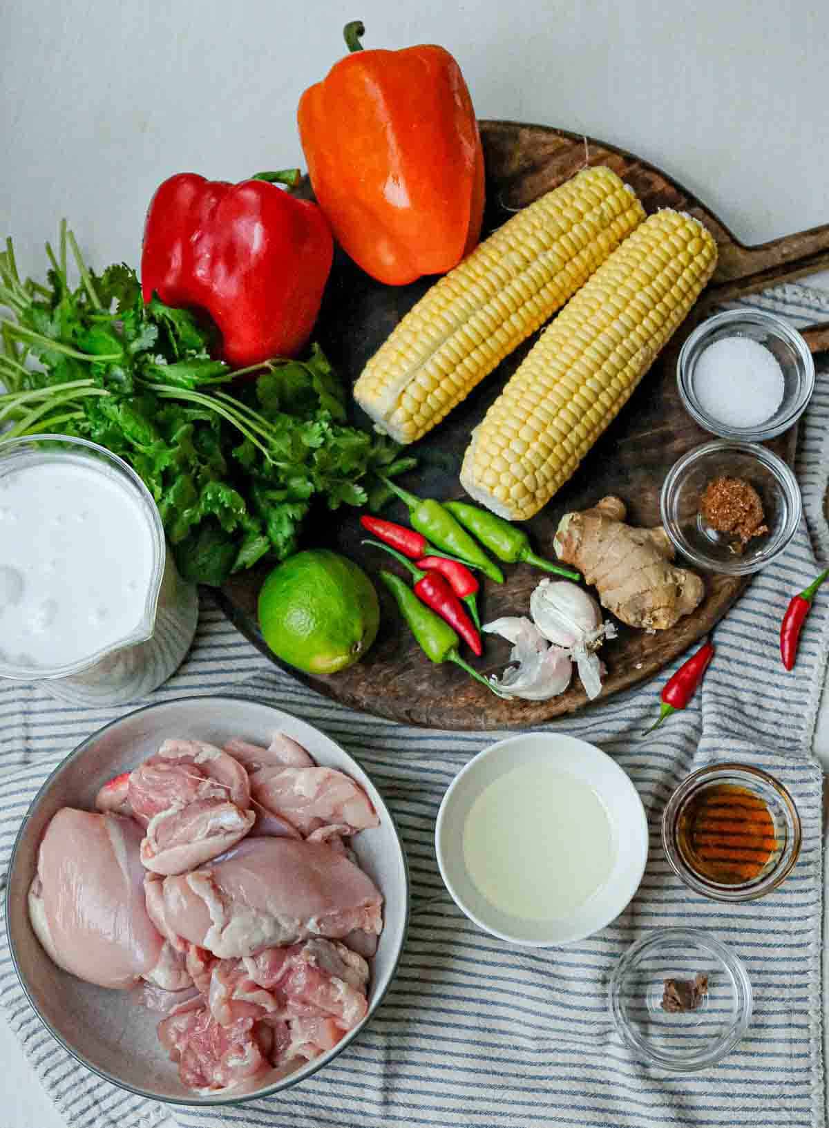 ingredients for coconut curry chicken with corn