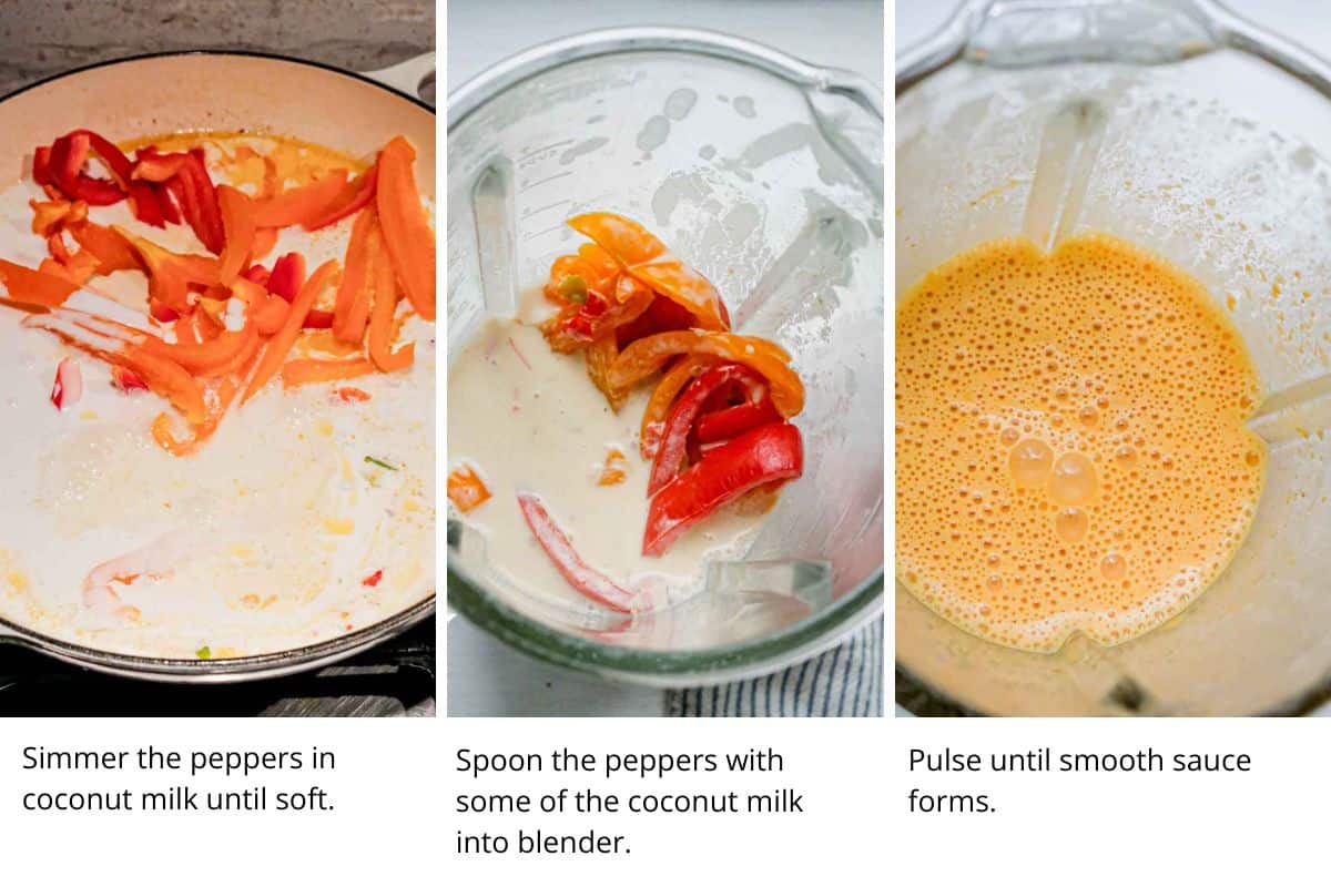 making coconut curry and vegetable sauce