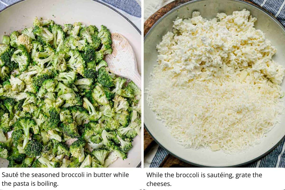saute broccoli and grate cheese