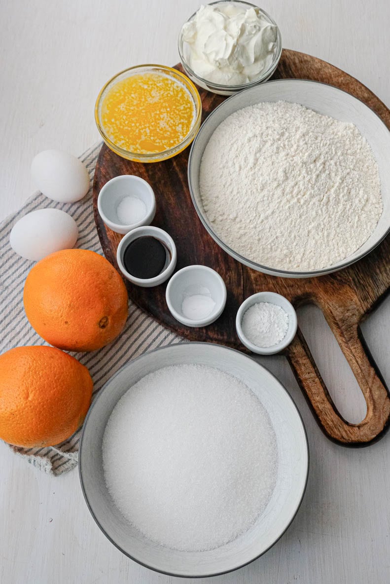 ingredients for orange yogurt cake