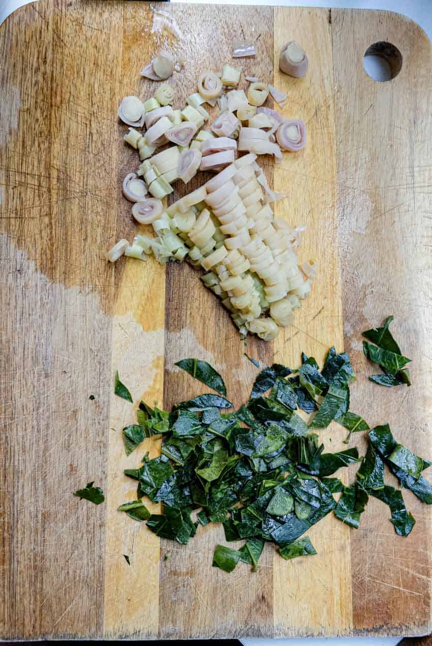 diced lemongrass and kaffir lime