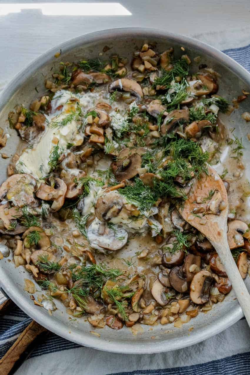 dill mixed into ciulama