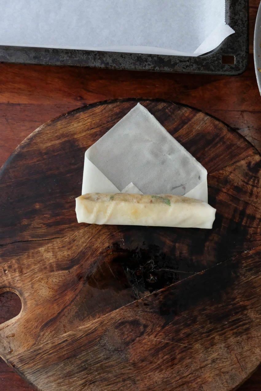 folding spring rolls final step