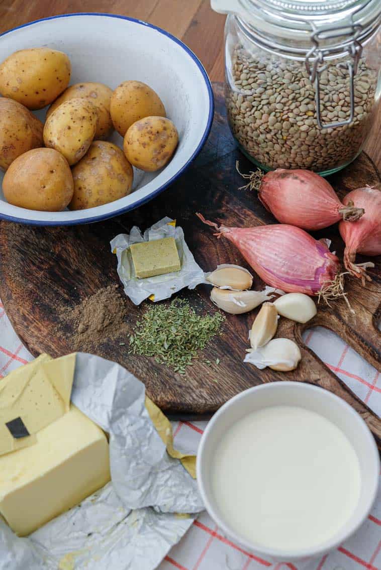 ingredients for lentil soup