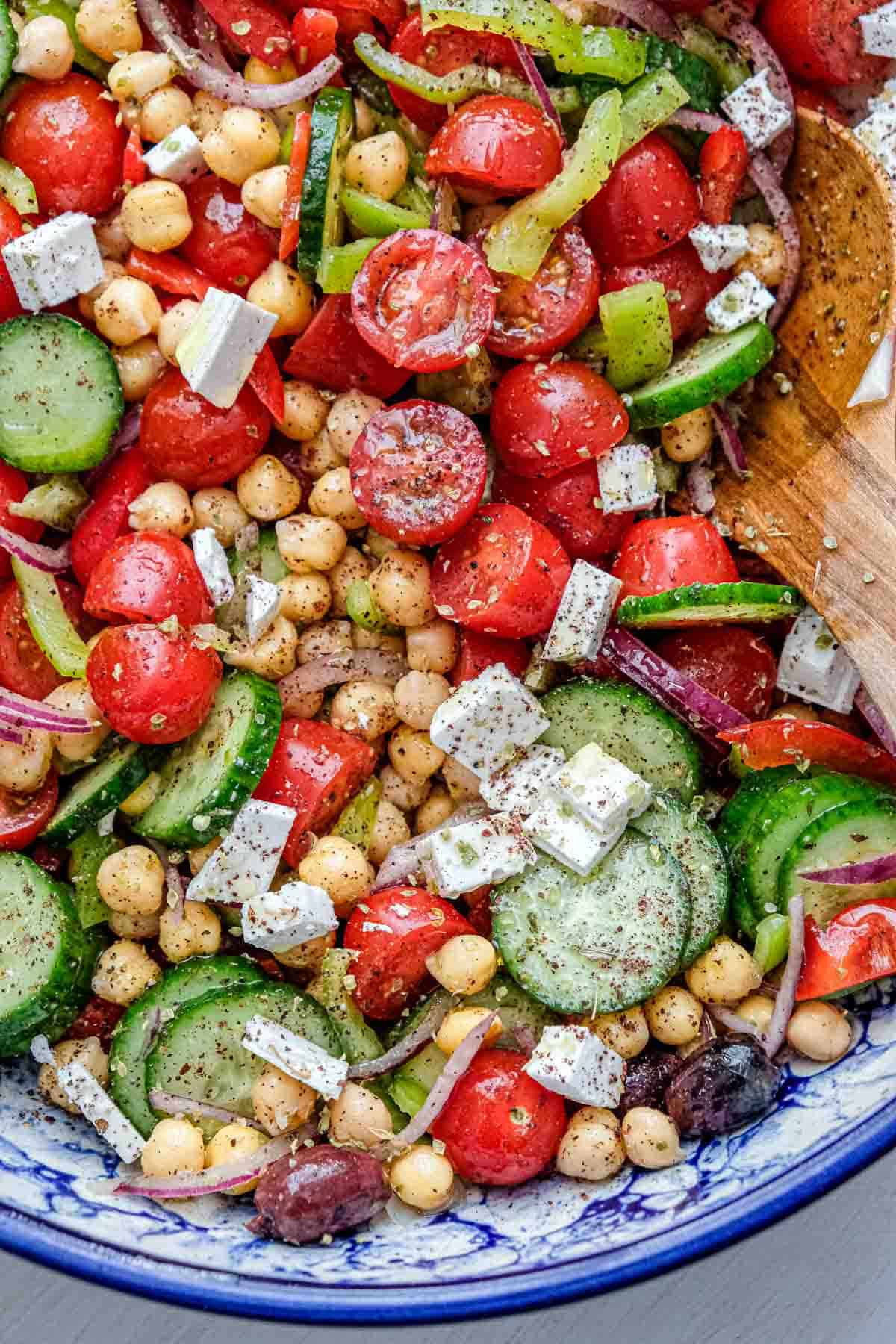 mediterranean chickpea salad closeup