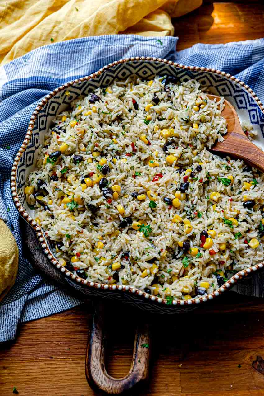 mexican veggie rice with corn black beans peppers