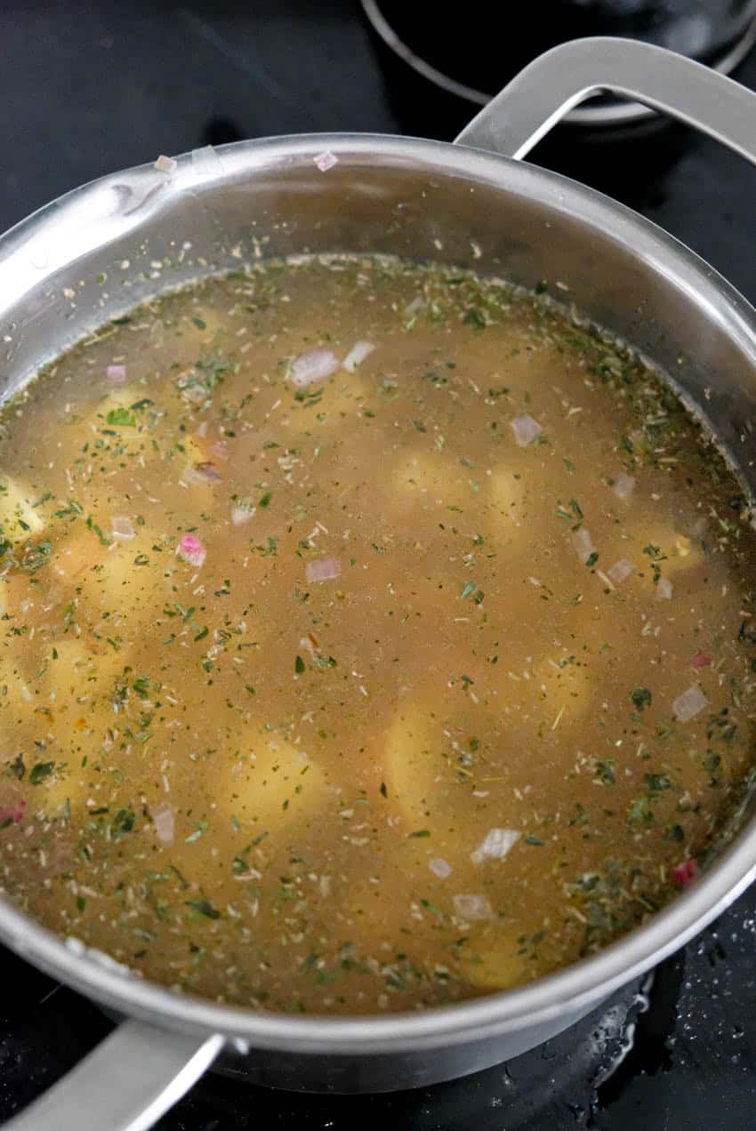 soup with water in pot