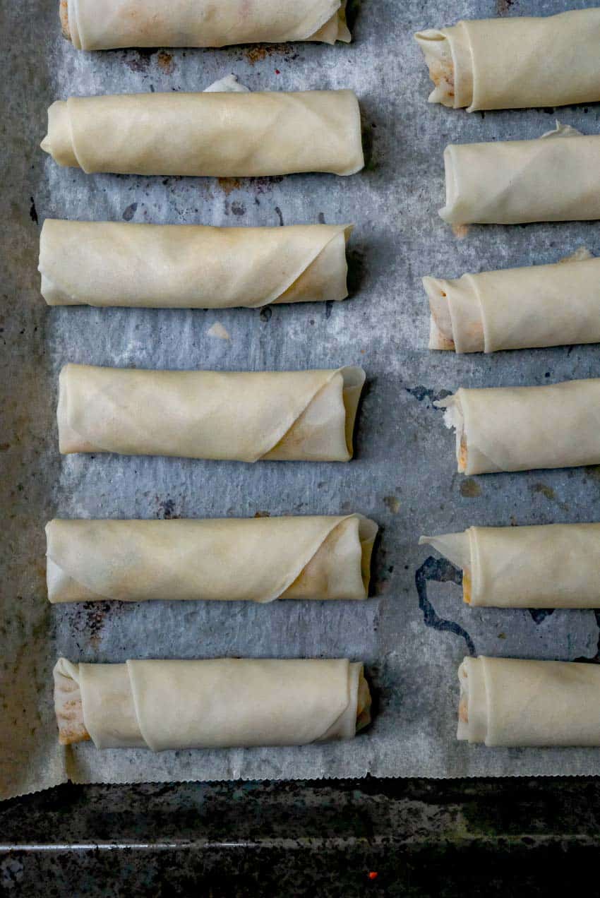 thai spring rolls before baking