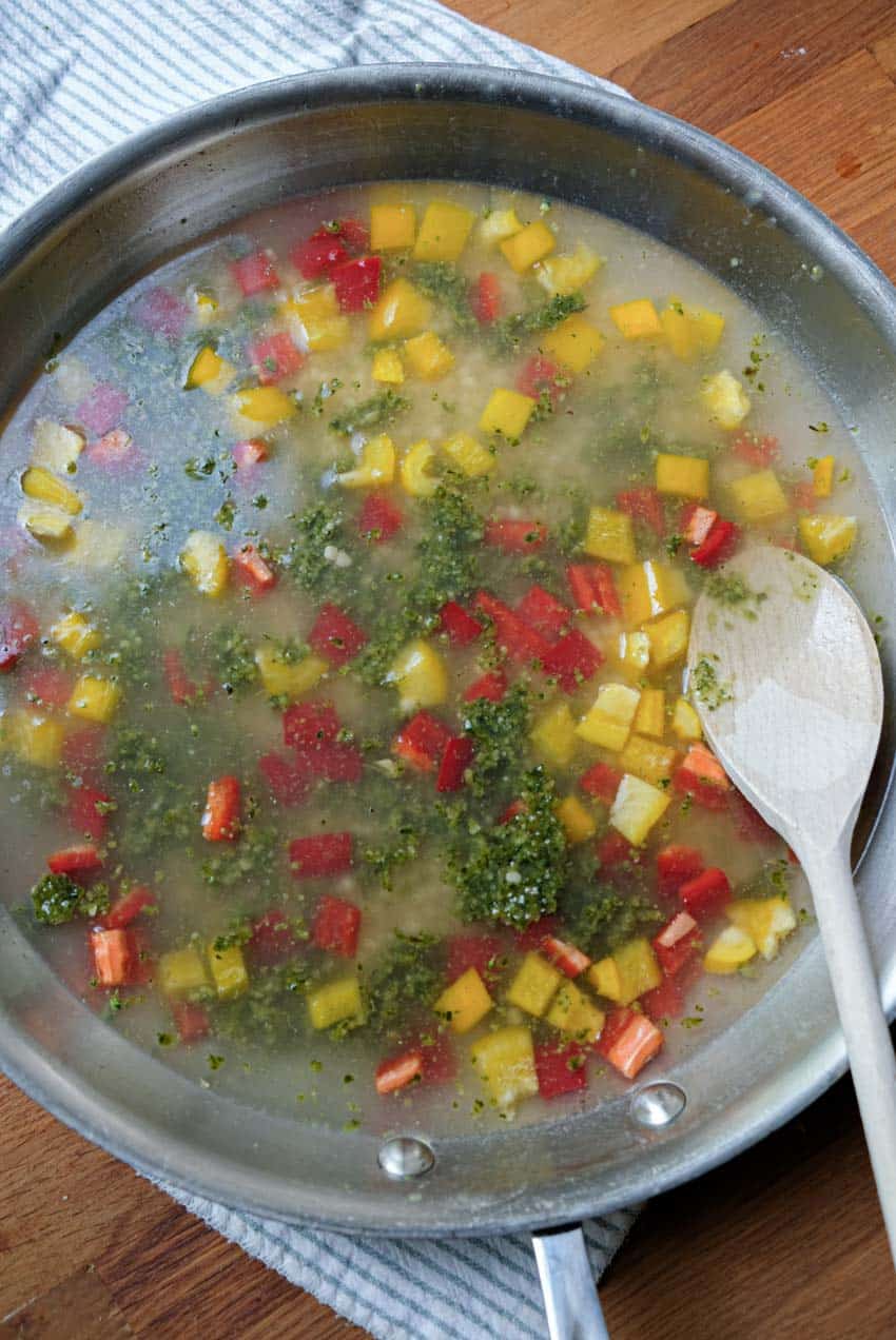 water over ingredients for one pot fregula