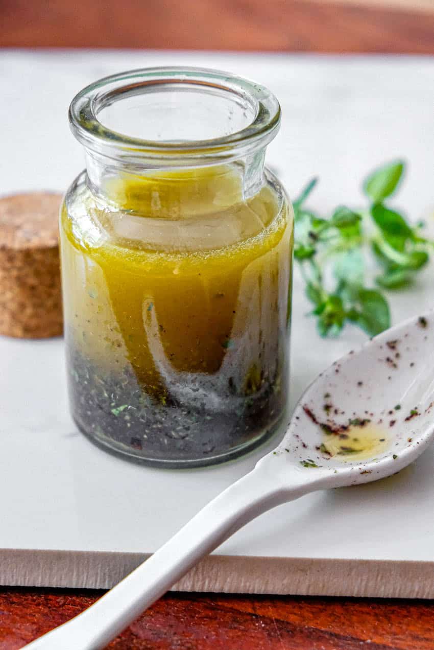 jar of oregano dressing