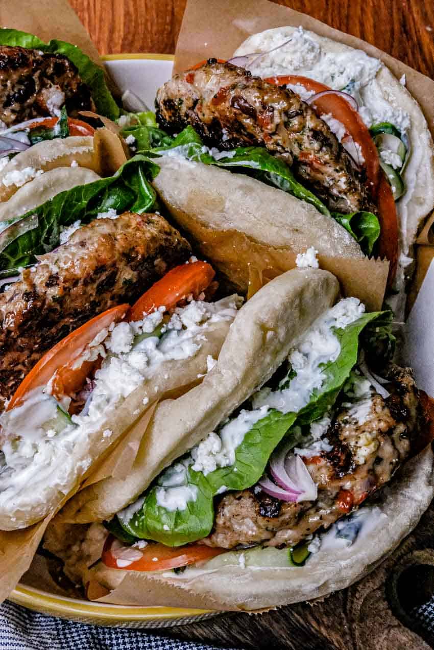 chicken burgers with feta and red peppper