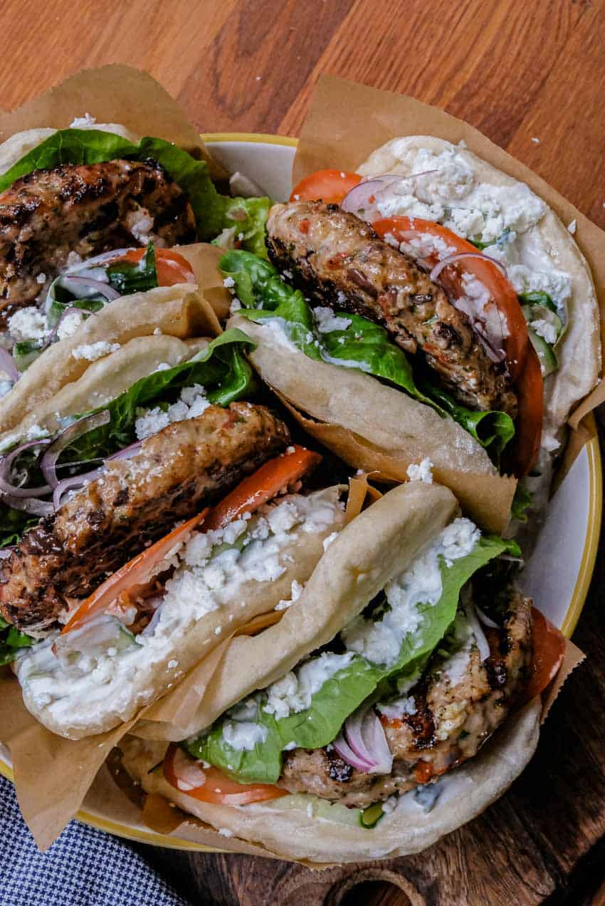 greek chicken burgers from above