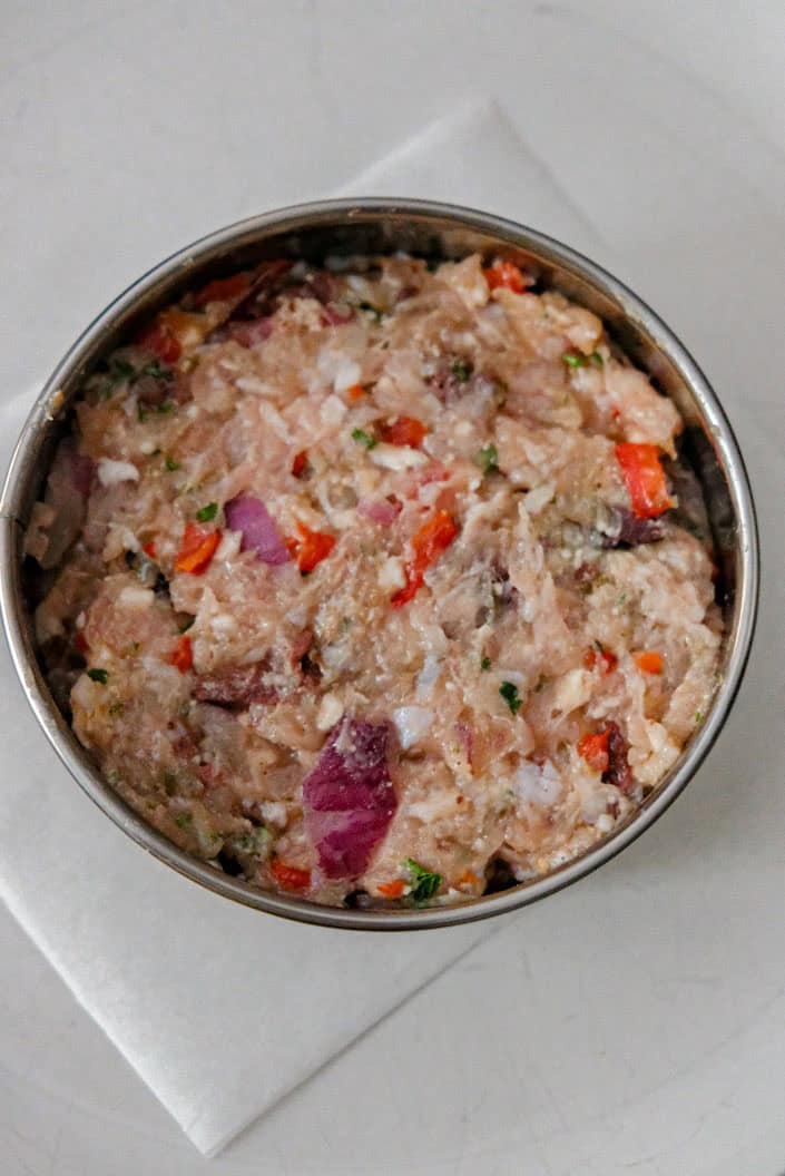 shaping chicken burgers