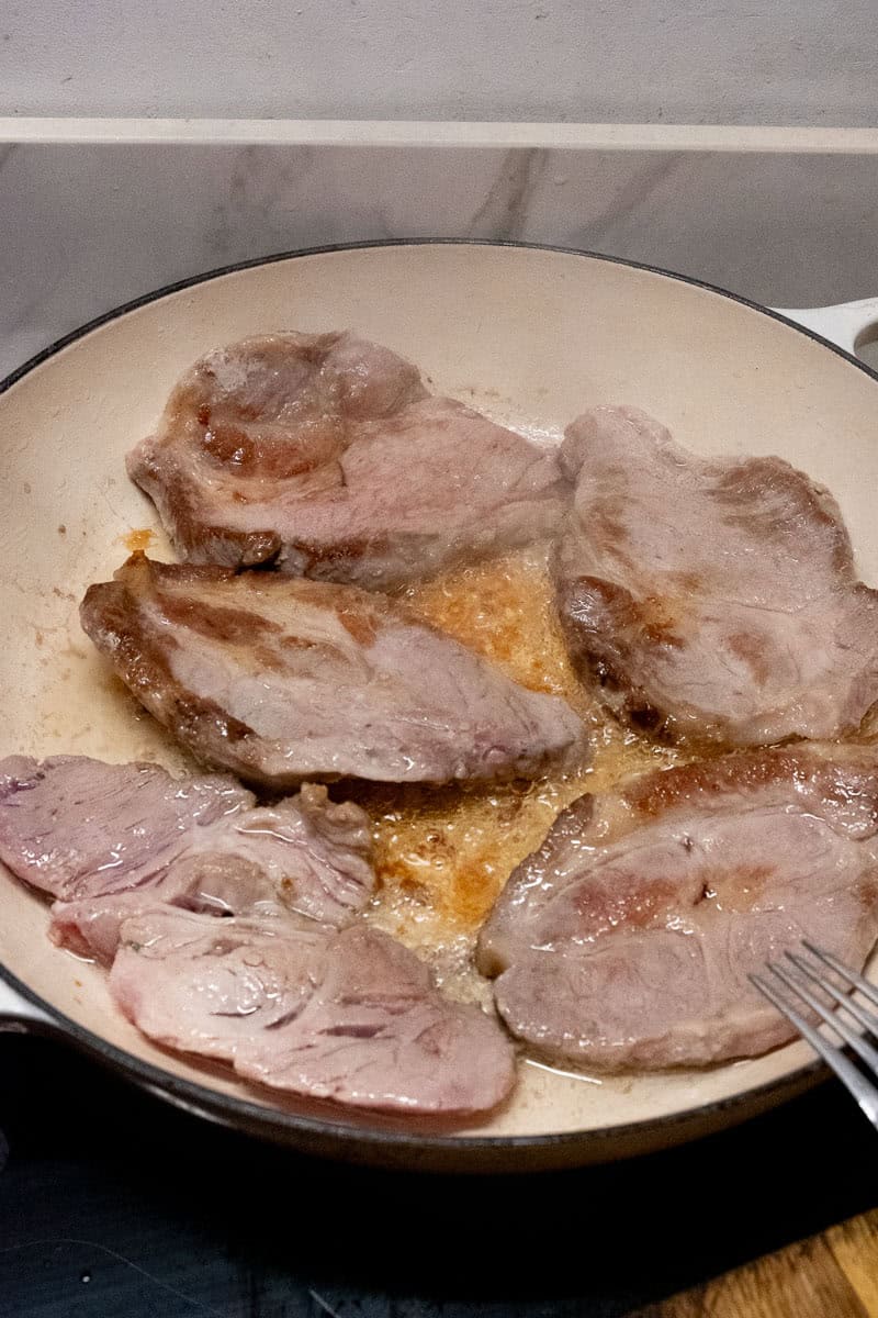 browning pork for paprikash
