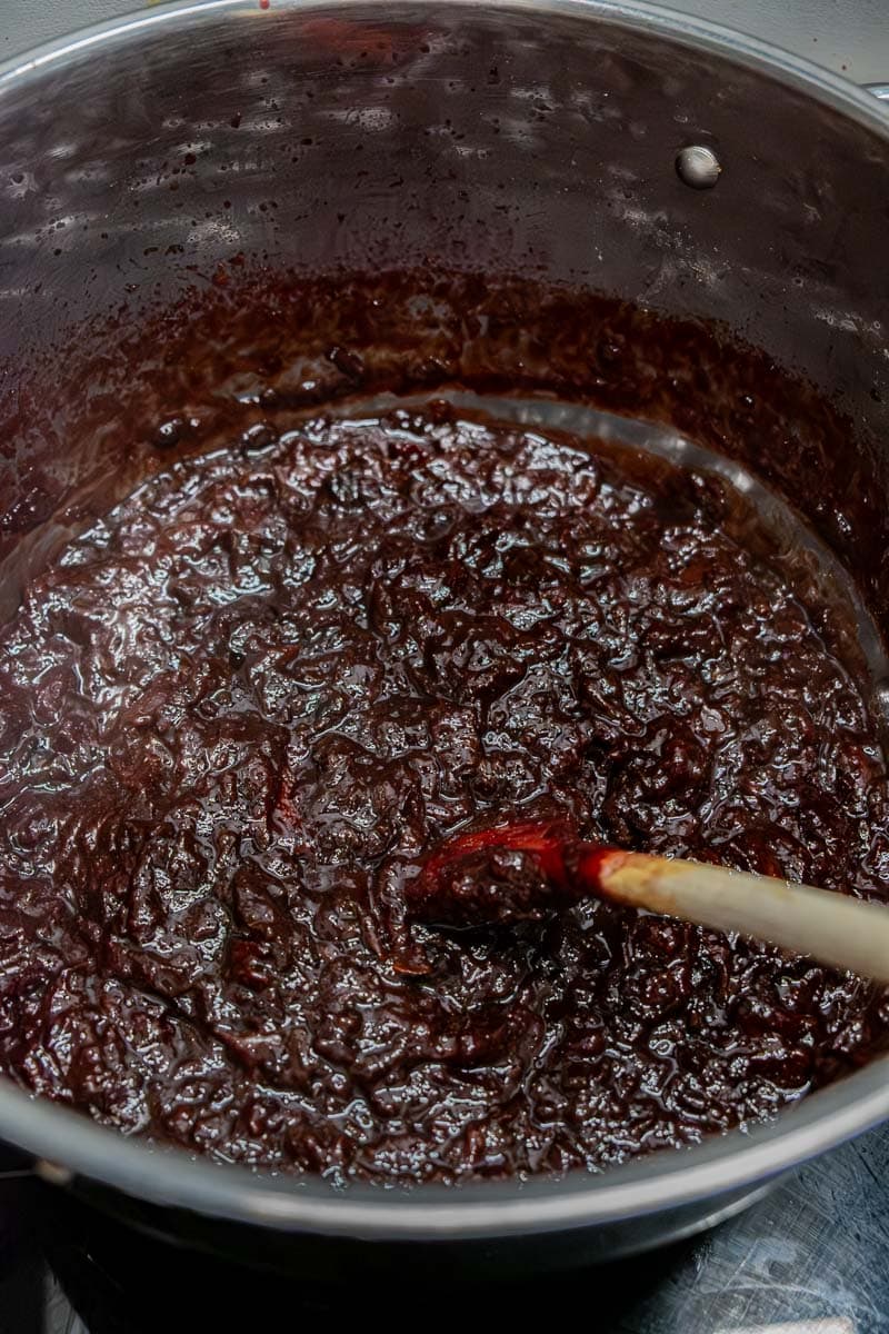 cooking down plums