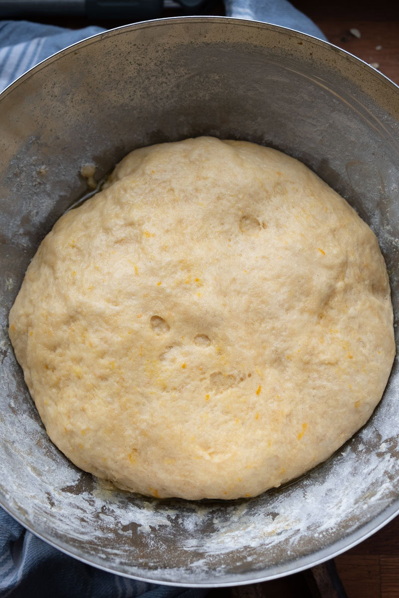 cozonac dough after first proof