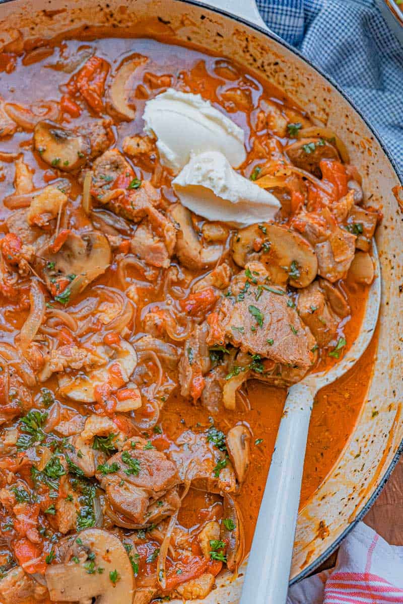 creme fraiche in pork paprikash