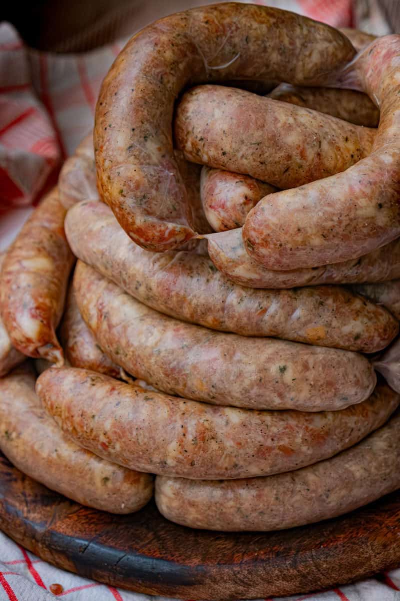homemade sausages after drying