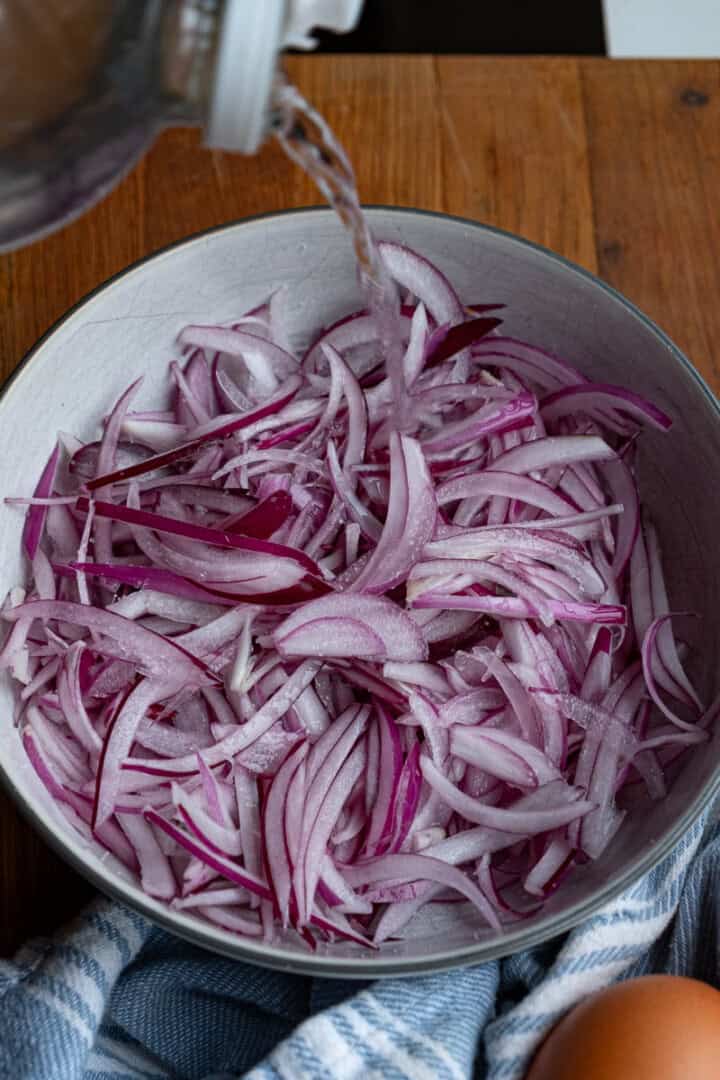 quick pickled onions for smoked mackerel salad