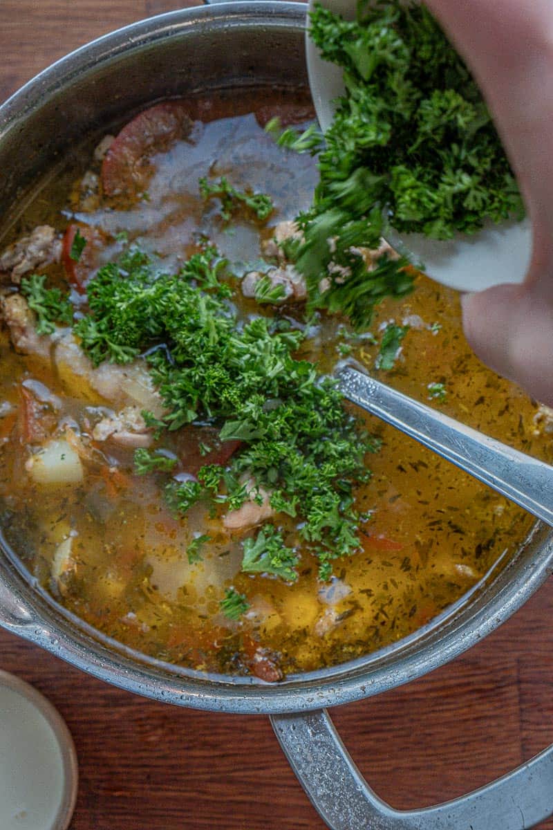 adding parsley to soup