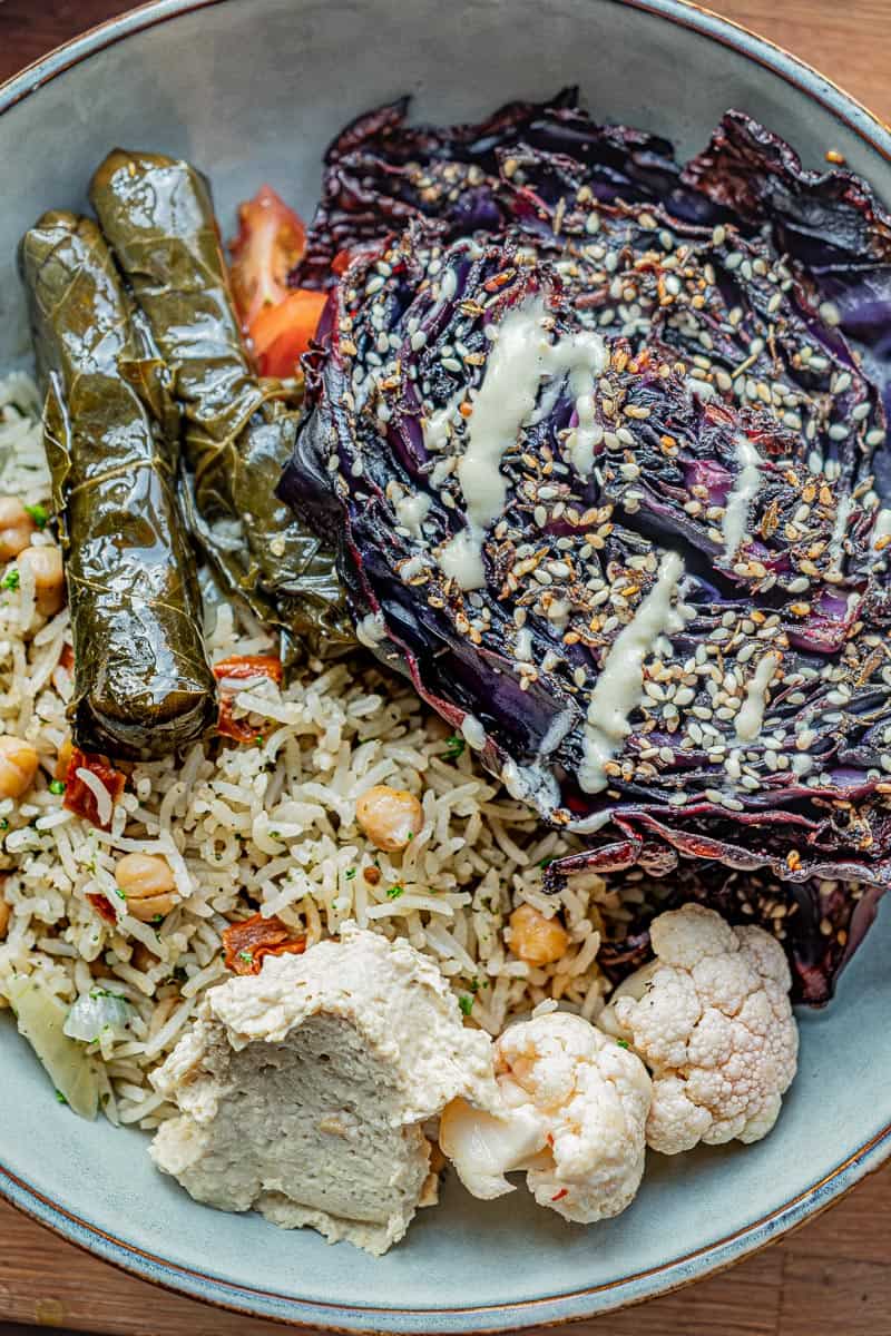 cabbage steaks mediterranean bowl