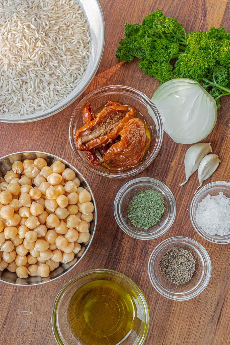 chickpea med rice ingredients
