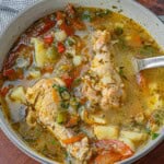 cover chicken and veg soup with potatoes