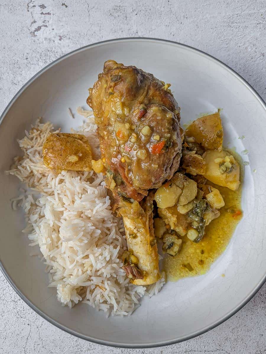 curry lamb shank with rice