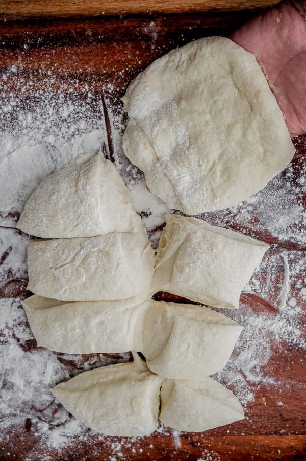 pita dough cut into pieces